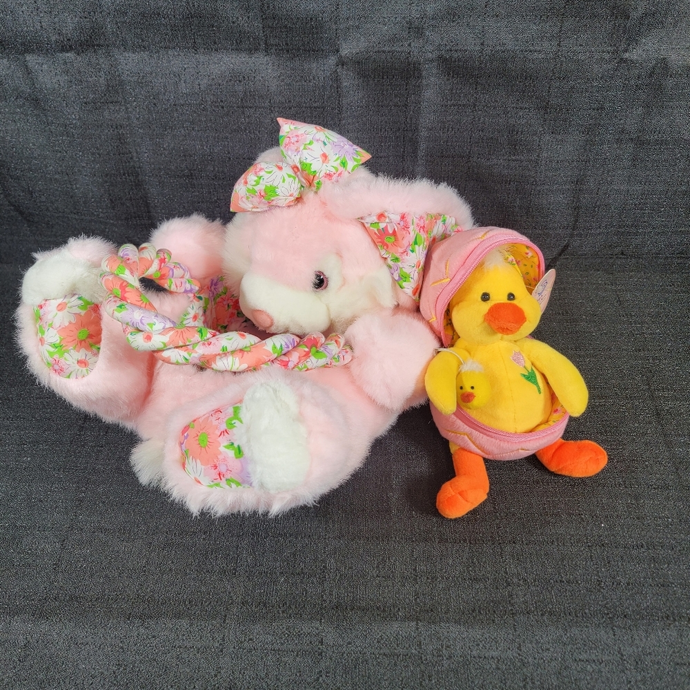 Bunny Easter basket with chic in egg.